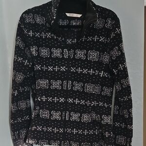 Old NAVY Black and White Patterned Women's ZIP FLANNEL